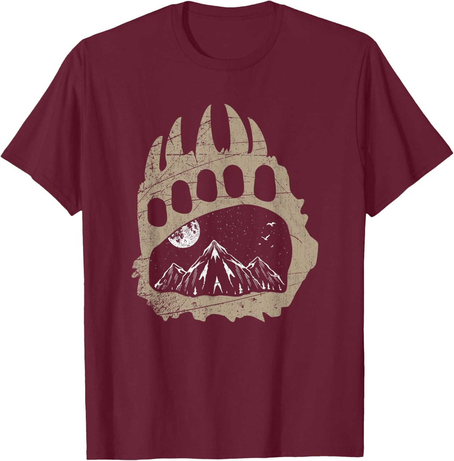 Hiker Mountains Animal Bear Hiking Outdoor Nature Forest T-Shirt - T-Shirt | Maroon