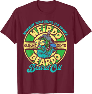 Monster Weirdo Beardo Gas Scented Beard Oil T-Shirt - T-Shirt | Maroon