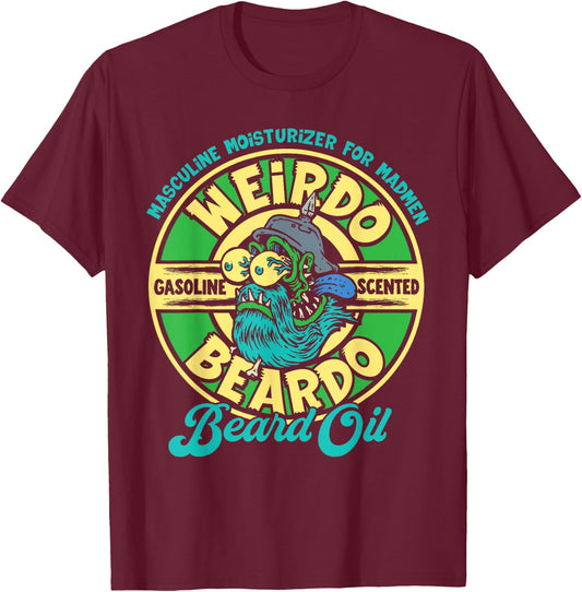 Monster Weirdo Beardo Gas Scented Beard Oil T-Shirt - T-Shirt | Maroon