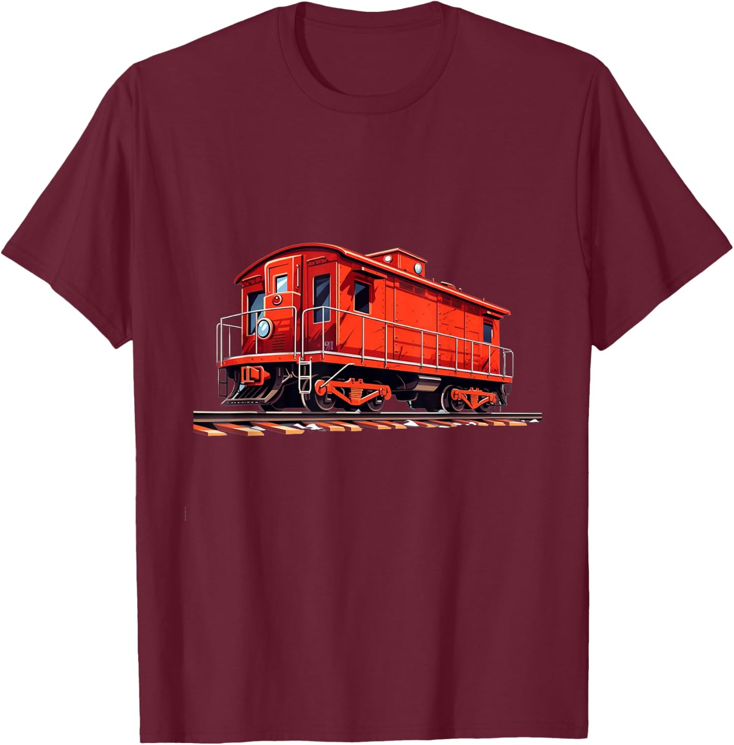 Funny Railroad Caboose for Rail and Railways Lovers T-Shirt - T-Shirt | Maroon