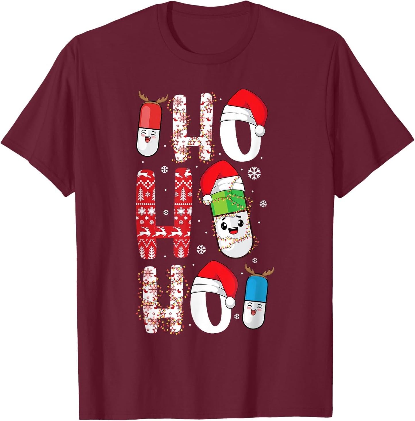 Holiday Pills Christmas Funny Pharmacy Technician Pharmacist T-Shirt - T-Shirt | Maroon