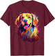 Watercolor Colorful Golden Retriever Dog T-Shirt - T-Shirt | Maroon