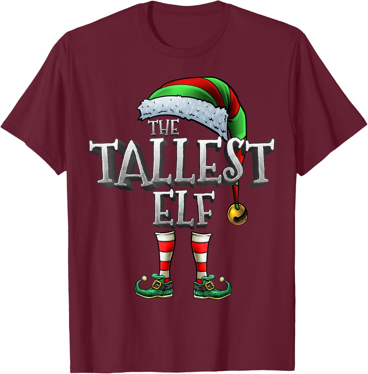 The Tallest Elf Shirt Matching Family Tallest Christmas Elf T-Shirt - T-Shirt | Maroon