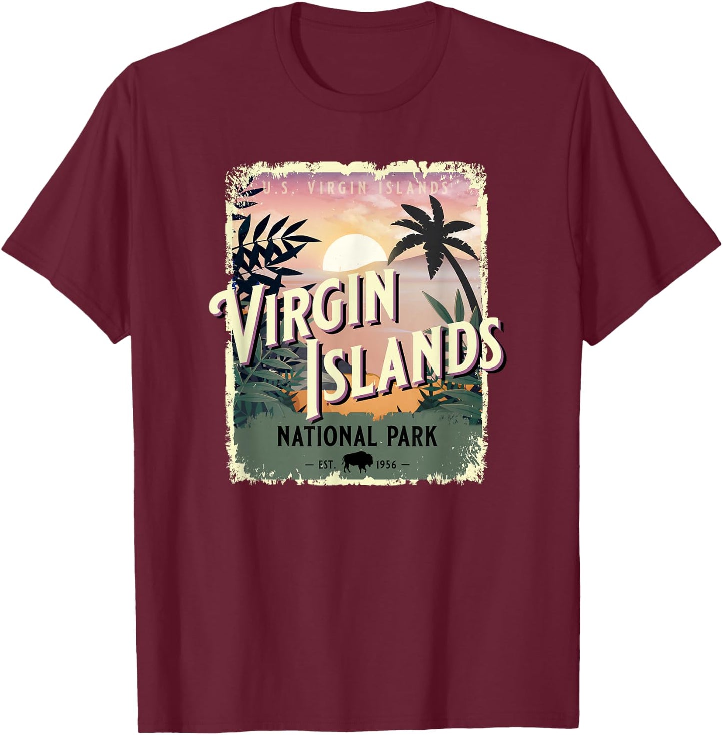 Virgin Islands National Park USA Tropical Caribbean Beach T-Shirt - T-Shirt | Maroon