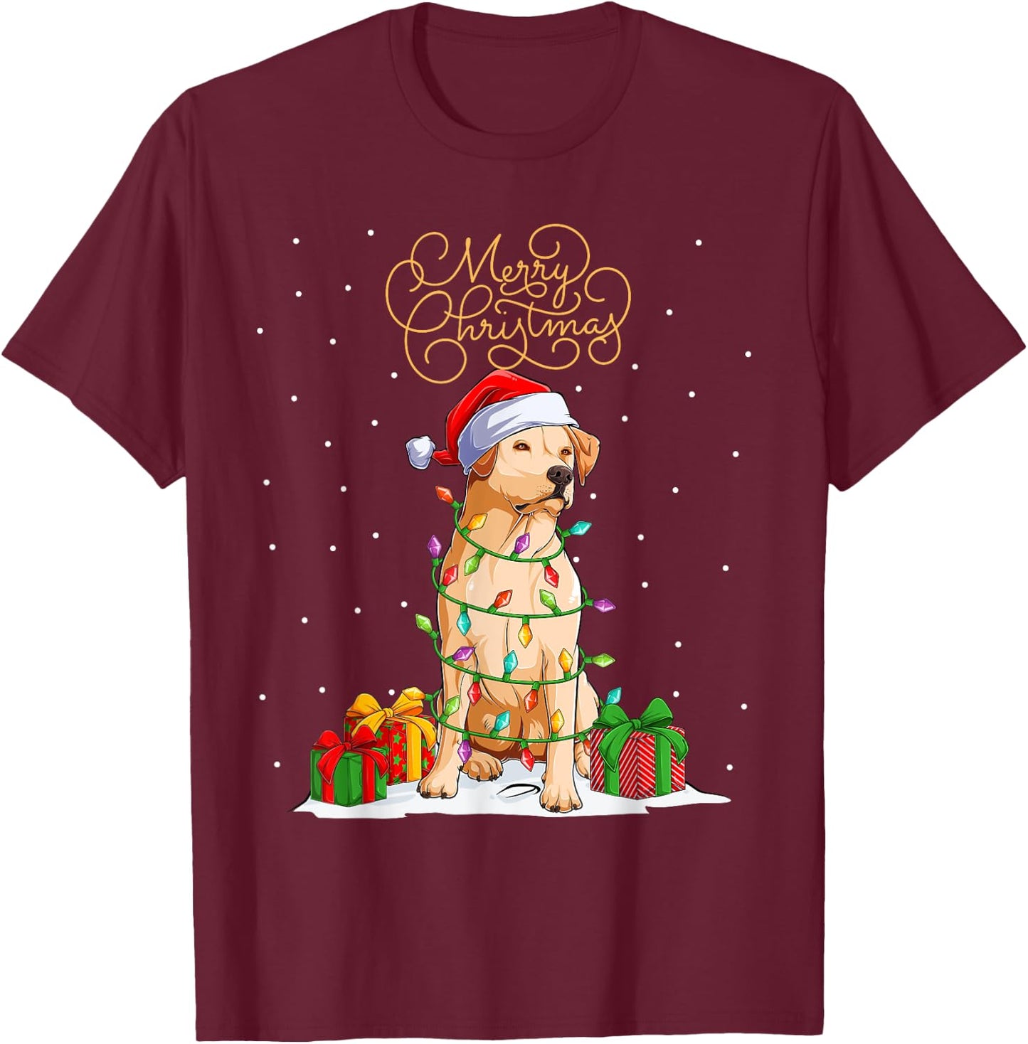 Labrador Retriever Merry Christmas Xmas Lab Christmas Dog T-Shirt - T-Shirt | Maroon