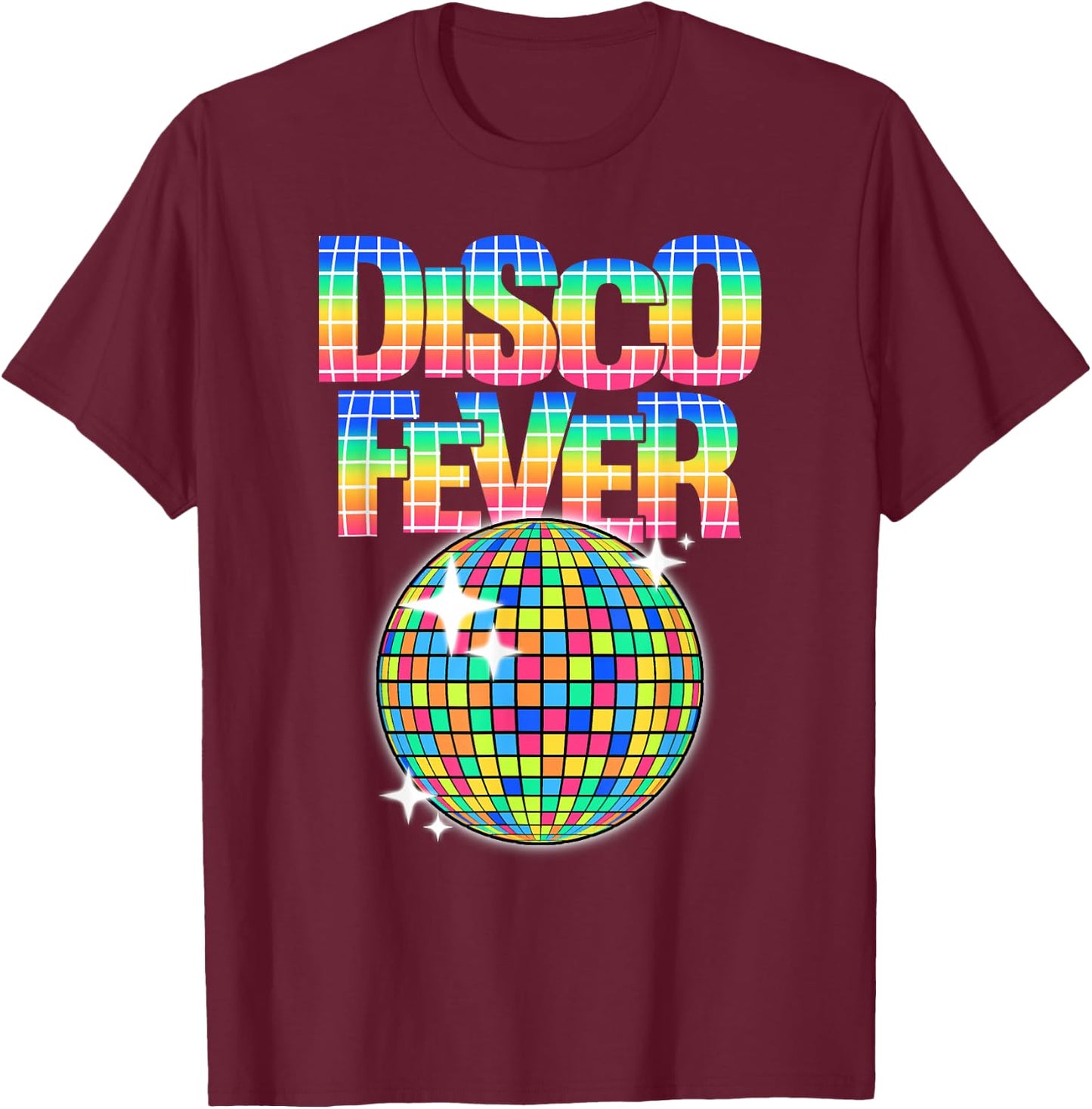 Disco Ball Themed Vintage Disco Fever Dancing T-Shirt - T-Shirt | Maroon