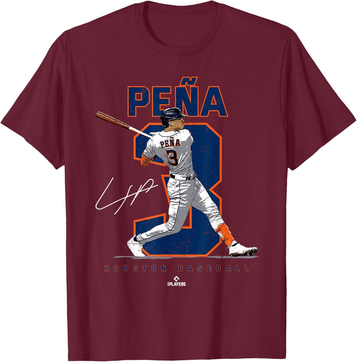 Number and Portrait Jeremy Pena Houston MLBPA T-Shirt - T-Shirt | Maroon