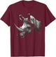 Rhino Lover Artwork | Polygon Animal Motif Rhino T-Shirt - T-Shirt | Maroon