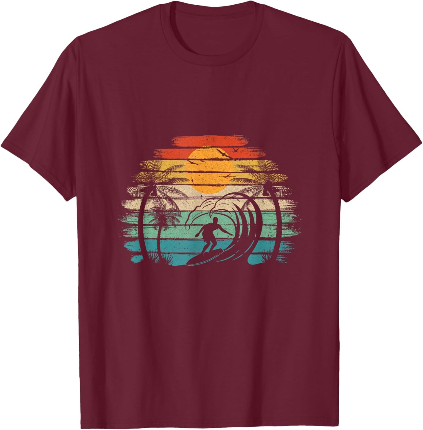 Retro Vintage Surfboard Surfing Surfboarder Wave Surfer T-Shirt - T-Shirt | Maroon