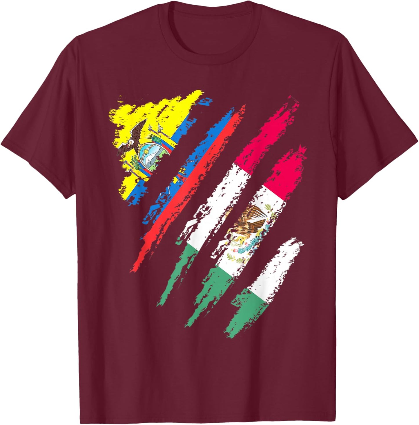 Ecuador Flag Mexico Grown Patriot Country Stripes T-Shirt - T-Shirt | Maroon