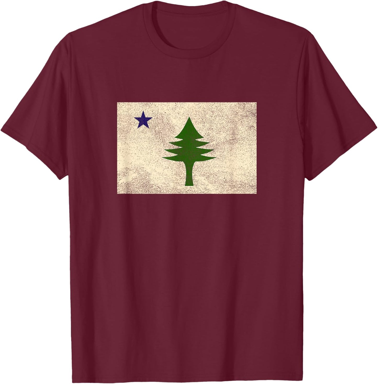 Maine Flag Dirigo - & 1901 Maine State Flag T-Shirt - T-Shirt | Maroon