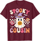 Groovy Spooky Cousin Retro Ghost Holding Pumpkin Halloween T-Shirt - T-Shirt | Maroon