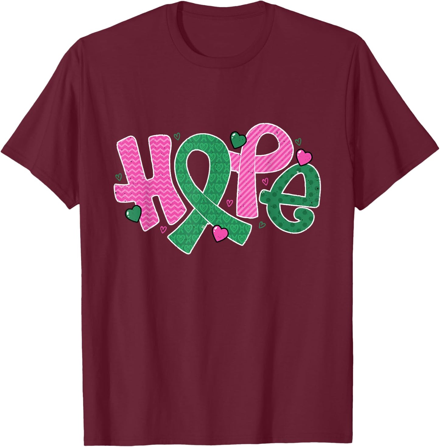 Liver and Breast Cancer Hope October Cancer Awareness Month T-Shirt - T-Shirt | Maroon