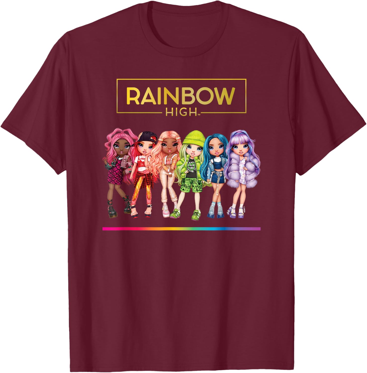 Rainbow High - Character Doll Lineup T-Shirt - T-Shirt | Maroon