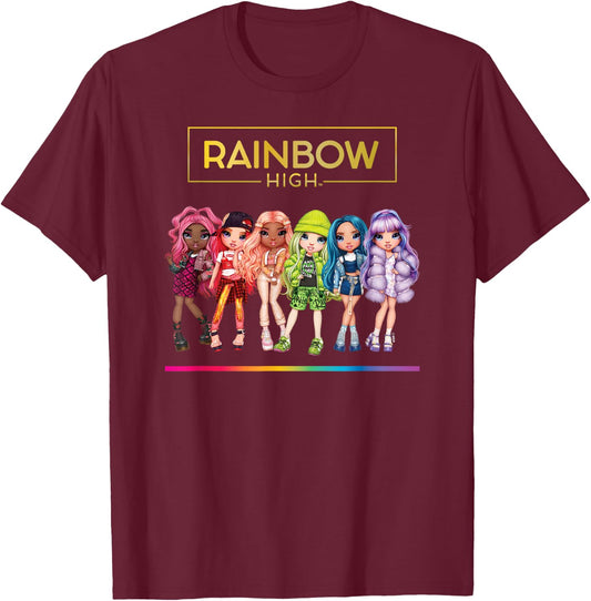 Rainbow High - Character Doll Lineup T-Shirt - T-Shirt | Maroon