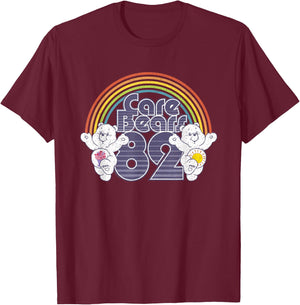 Care Bears 82 Rainbow With Share Bear And Cheer Bear T-Shirt - T-Shirt | Maroon