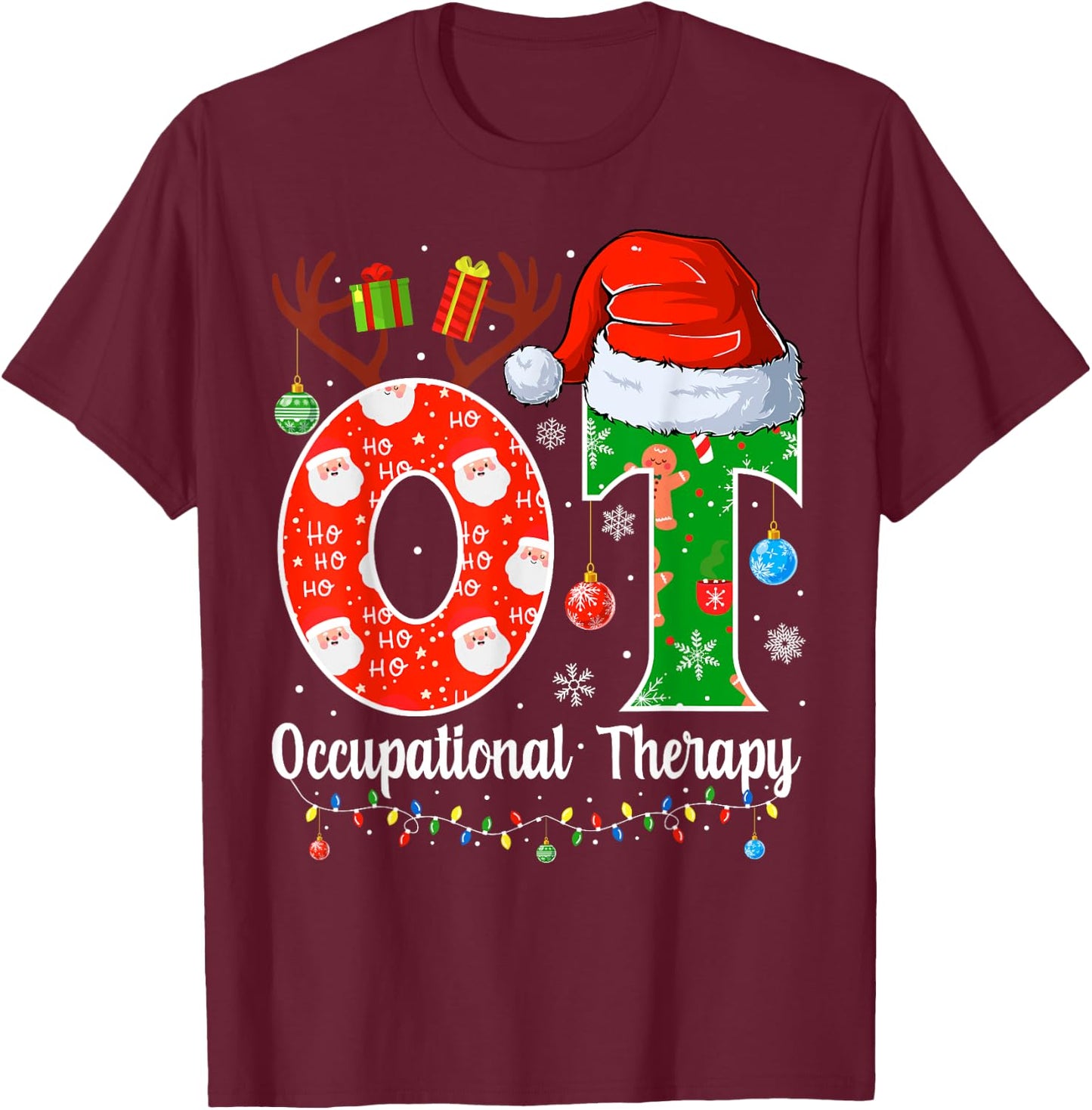 OT Christmas Occupational Therapy Christmas OT T-Shirt - T-Shirt | Maroon