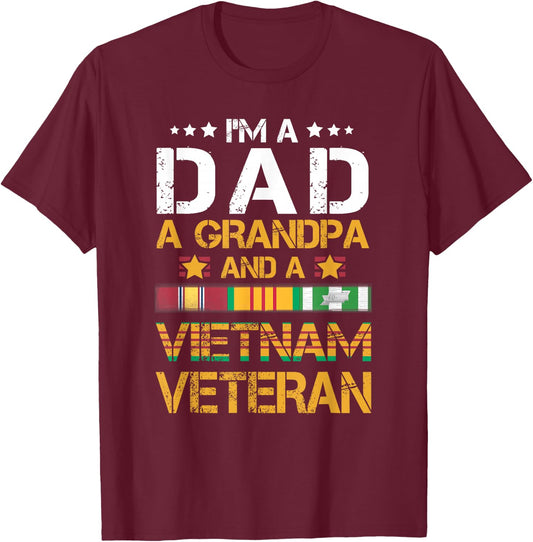 I'm A Dad Grandpa and A Vietnam Veteran US Army Vet T-Shirt - T-Shirt | Maroon
