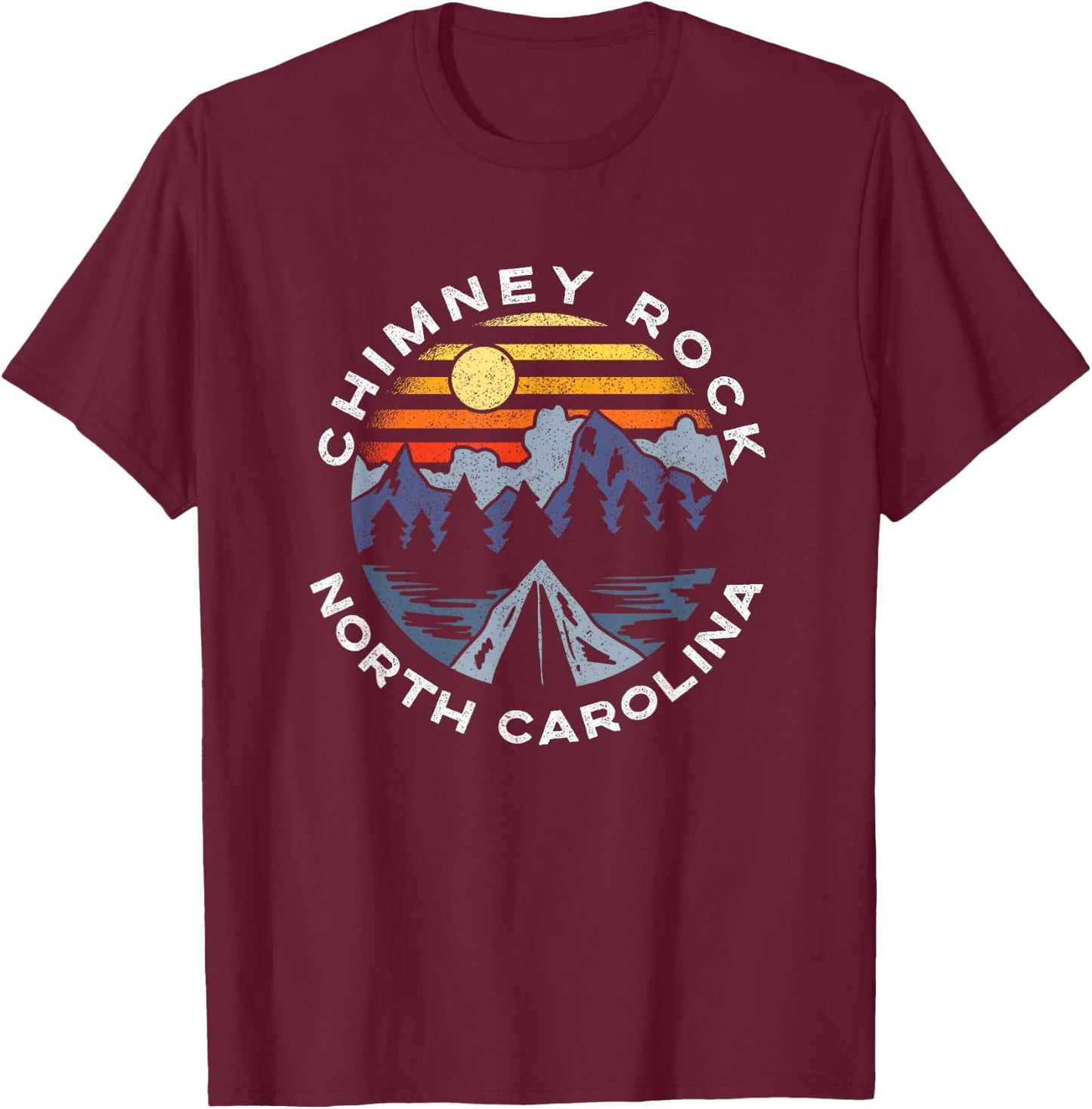 Chimney Rock North Carolina Mountains Vacation Souvenir T-Shirt - T-Shirt | Maroon