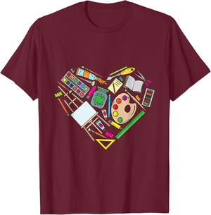 Artist Heart Art Teacher T-Shirt - T-Shirt | Maroon