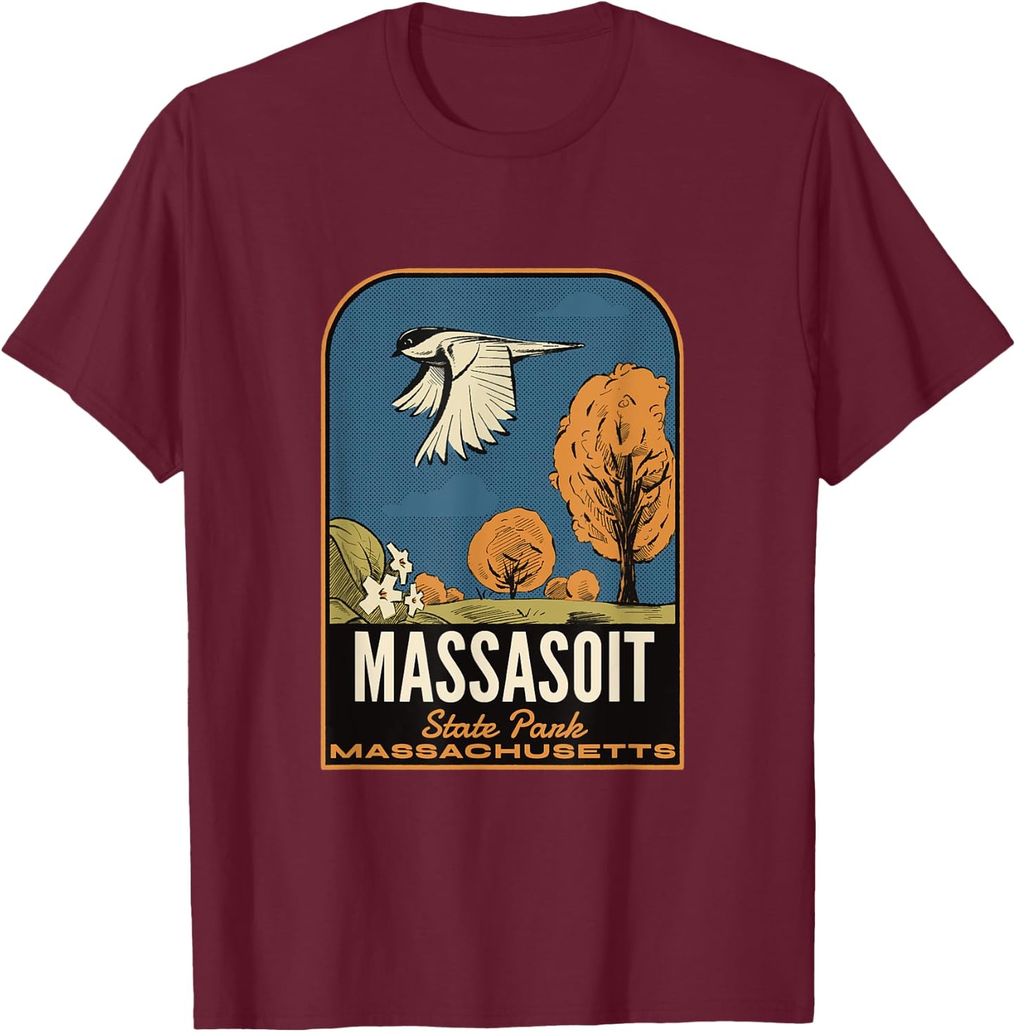 Massasoit State Park MA Vintage Travel T-Shirt - T-Shirt | Maroon