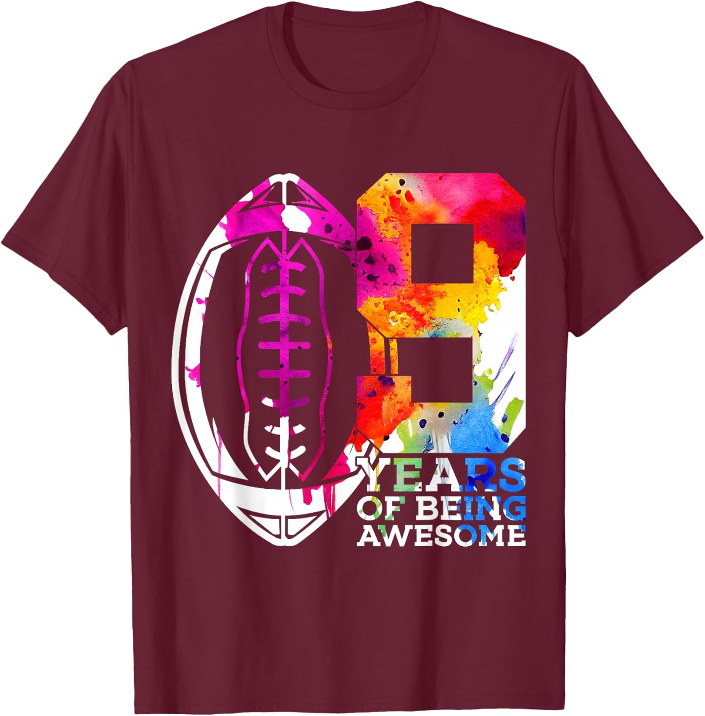 9 Years of Being Awesome Football 9th Birthday T-Shirt - T-Shirt | Maroon
