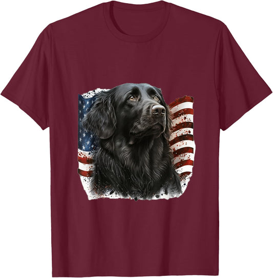 Flat Coated Retriever 4th of July - Flat Coated Retriever T-Shirt - T-Shirt | Maroon