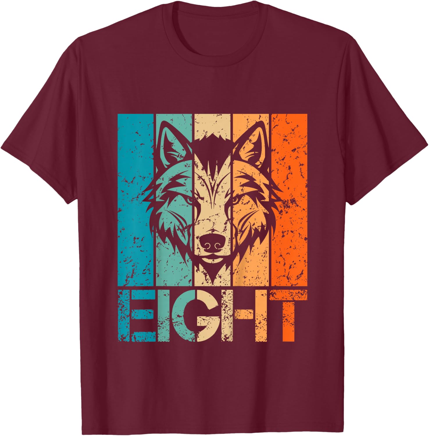Funny 8th Wolf Birthday 8 Year Old Birthday Wolf T-Shirt - T-Shirt | Maroon