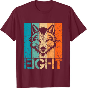 Funny 8th Wolf Birthday 8 Year Old Birthday Wolf T-Shirt - T-Shirt | Maroon