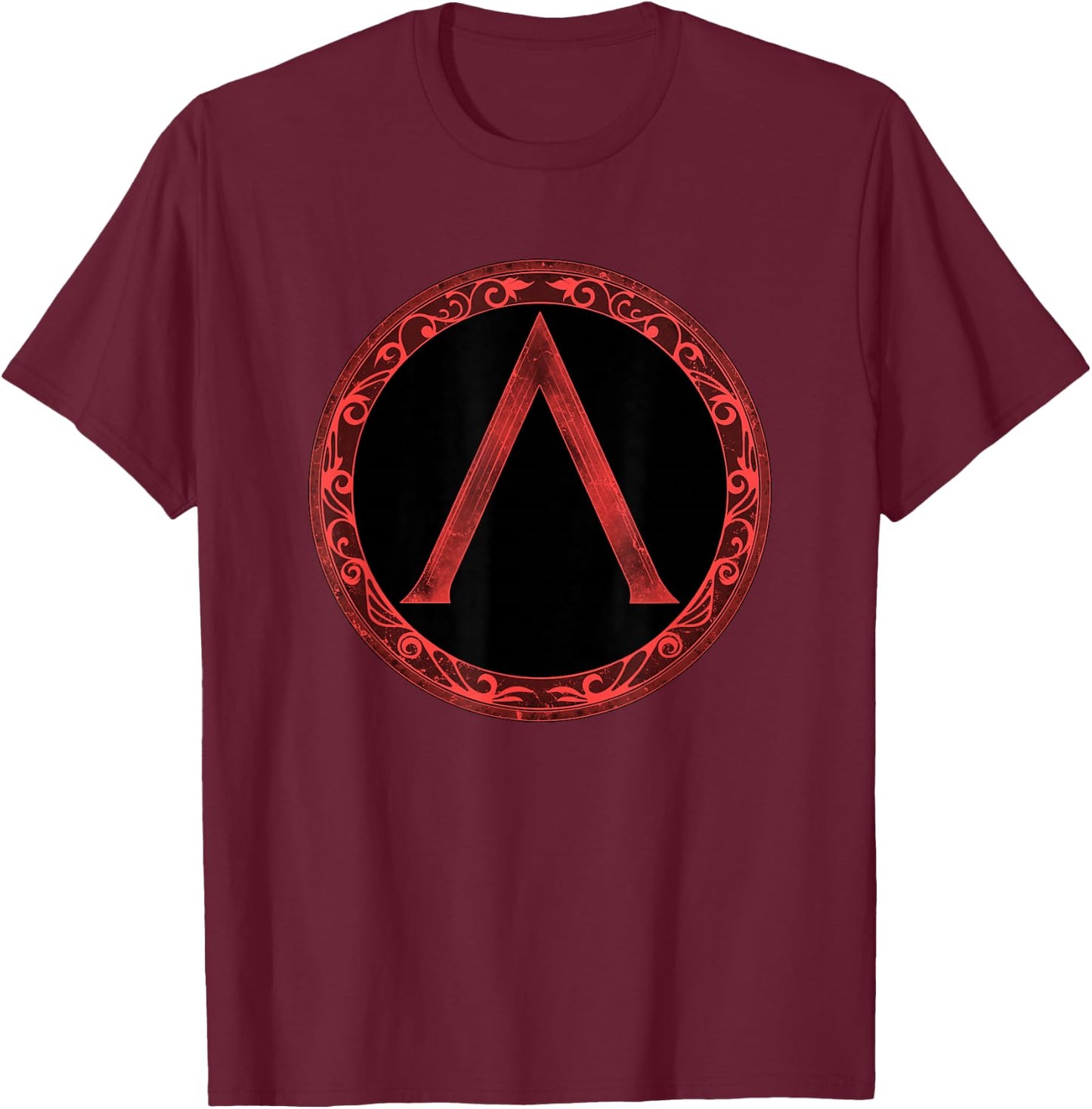 Spartan Warrior Lambda Symbol Shield T-Shirt - T-Shirt | Maroon