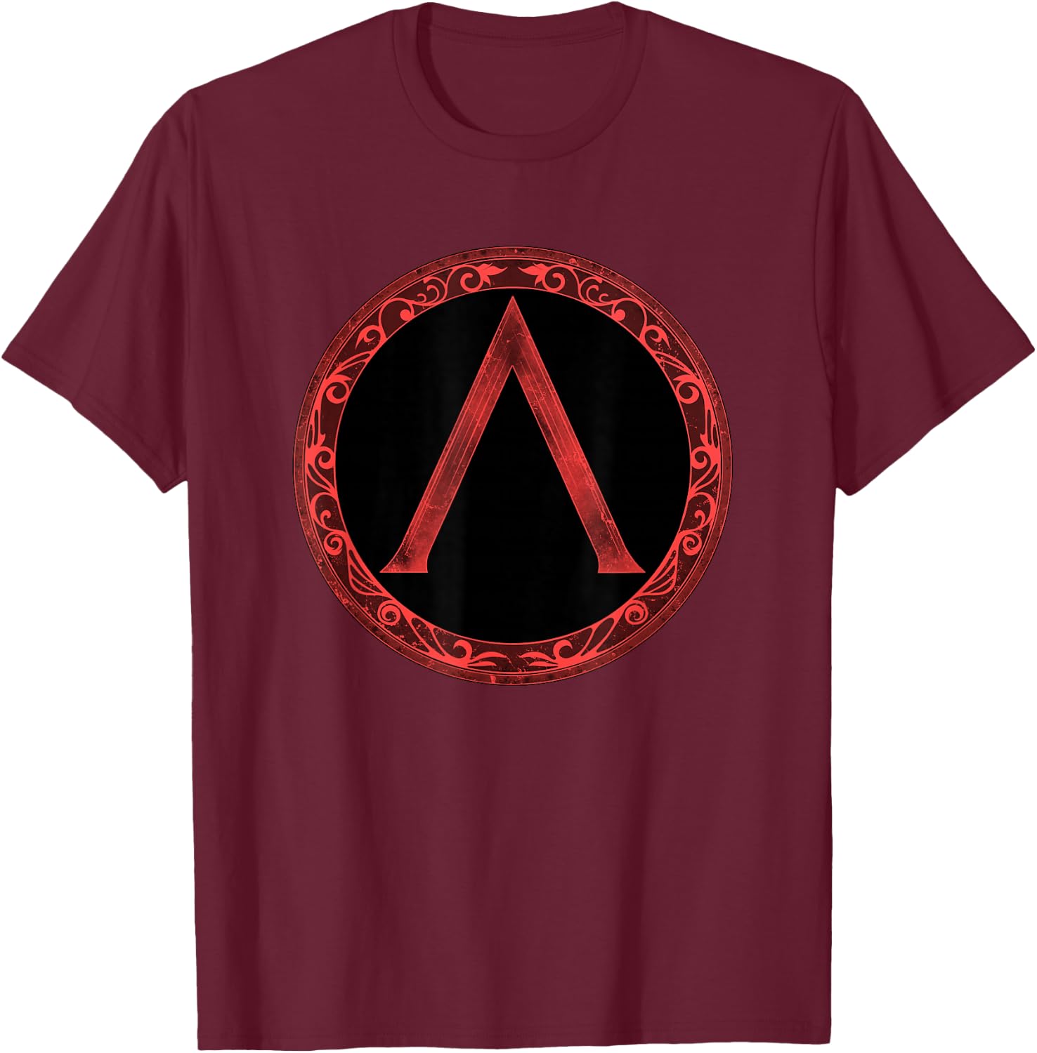 Spartan Warrior Lambda Symbol Shield T-Shirt - T-Shirt | Maroon