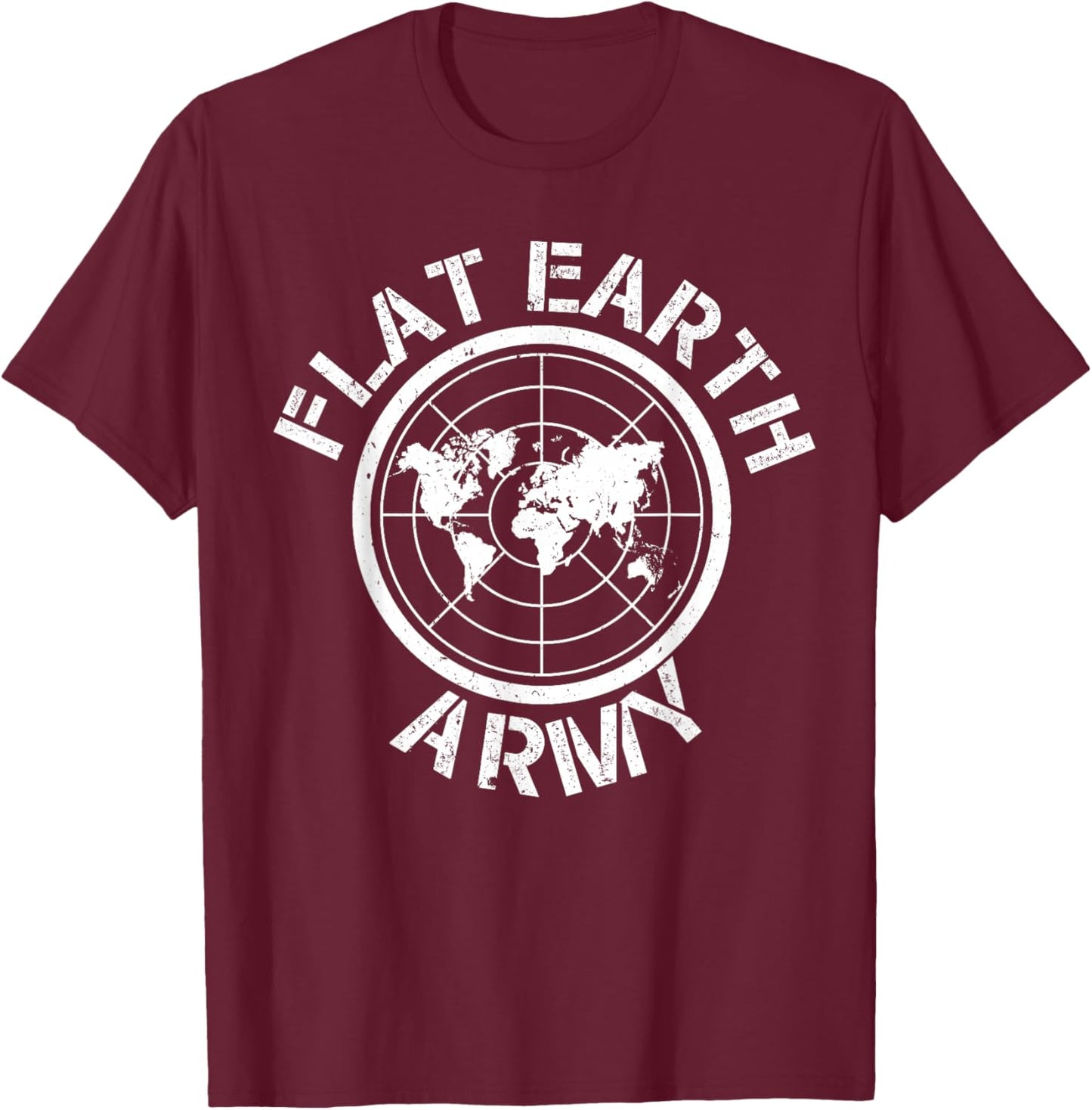 Flat Earth Army Vintage Flat Earther Theory T-Shirt - T-Shirt | Maroon