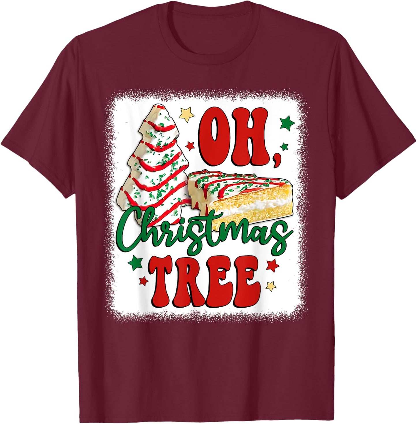 Oh Christmas Tree Cakes Debbie Becky Jen Groovy Retro Pajama T-Shirt - T-Shirt | Maroon