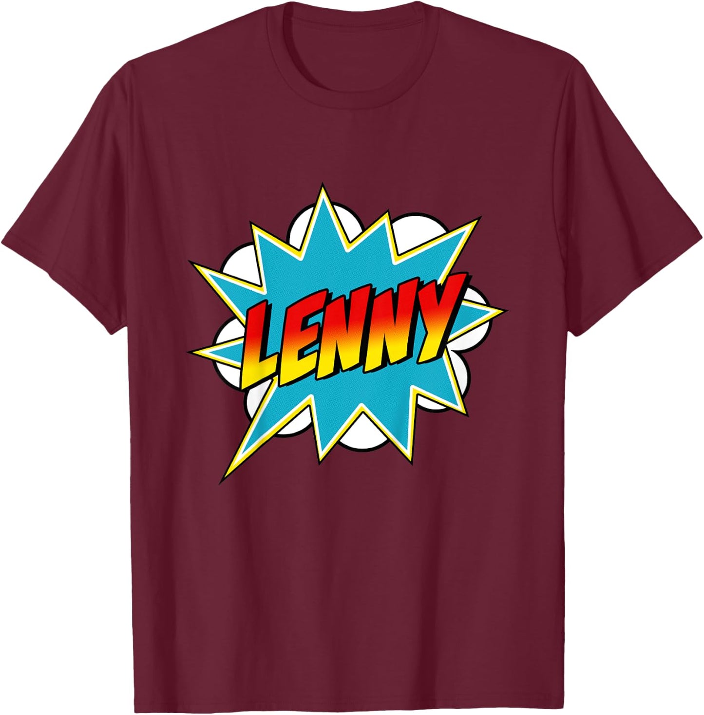 Kids Boys Lenny Name Superhero Comic Book T-Shirt - T-Shirt | Maroon