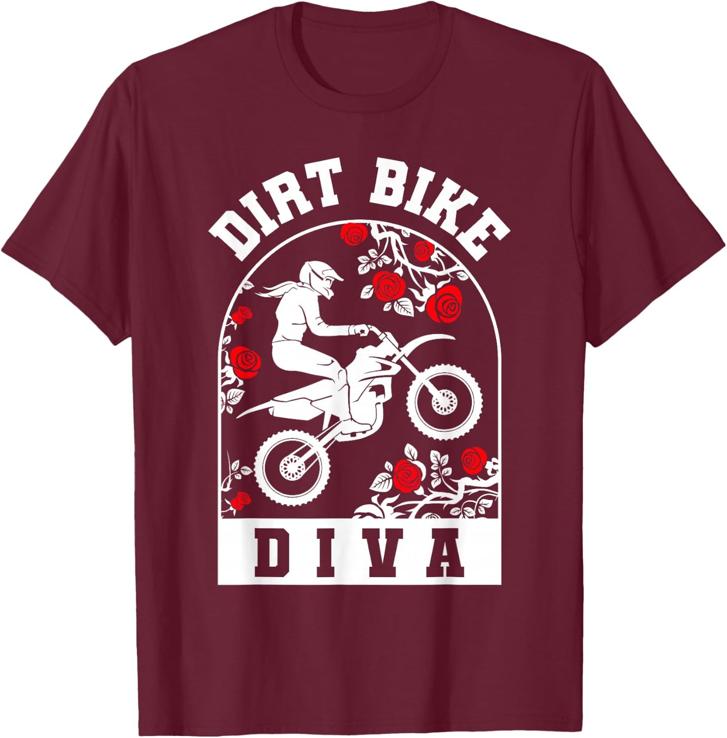Dirt Bike Diva | Dirt Biking | Girls Dirt Bike T-Shirt - T-Shirt | Maroon