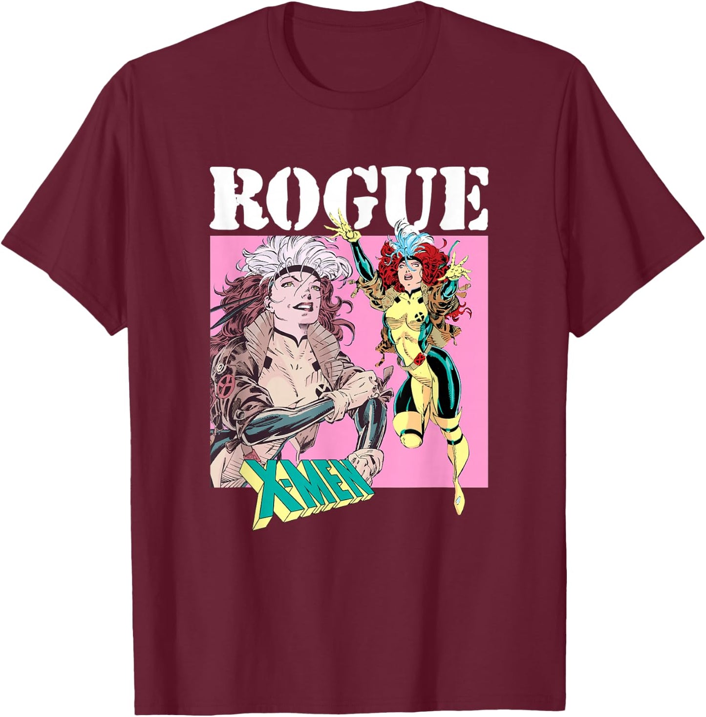 Marvel X-Men Rogue Character Spotlight Vintage Poster T-Shirt - T-Shirt | Maroon