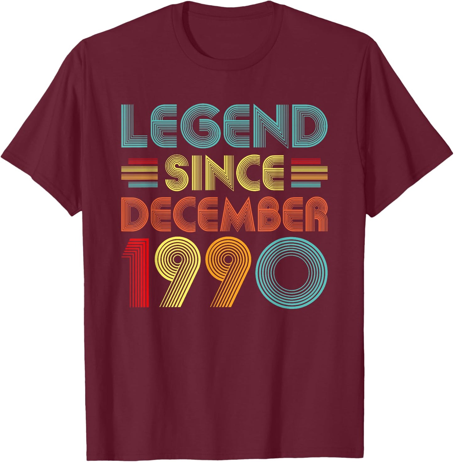 35th Birthday Idea Legend Since December 1990 35 Years Old T-Shirt - T-Shirt | Maroon
