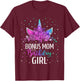 Bonus Mom Of The Birthday Girl Unicorn Bday Party T-Shirt - T-Shirt | Maroon