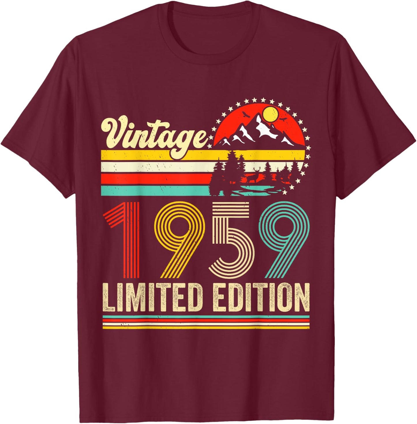 Vintage 1959 Limited Edition 66 years Old 66th Birthday T-Shirt - T-Shirt | Maroon