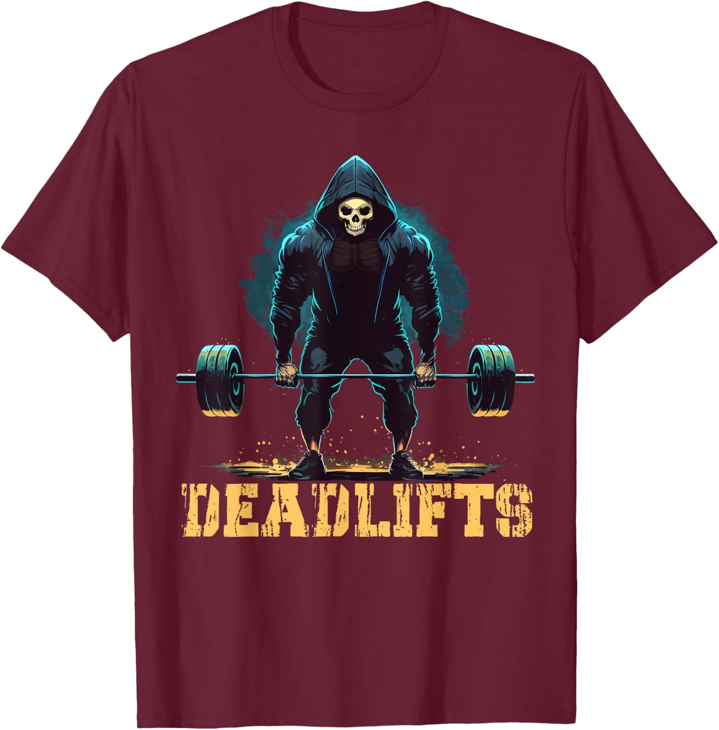 Deadlifts Gym Leg Day Grim Reaper Deadlifting Weights T-Shirt - T-Shirt | Maroon