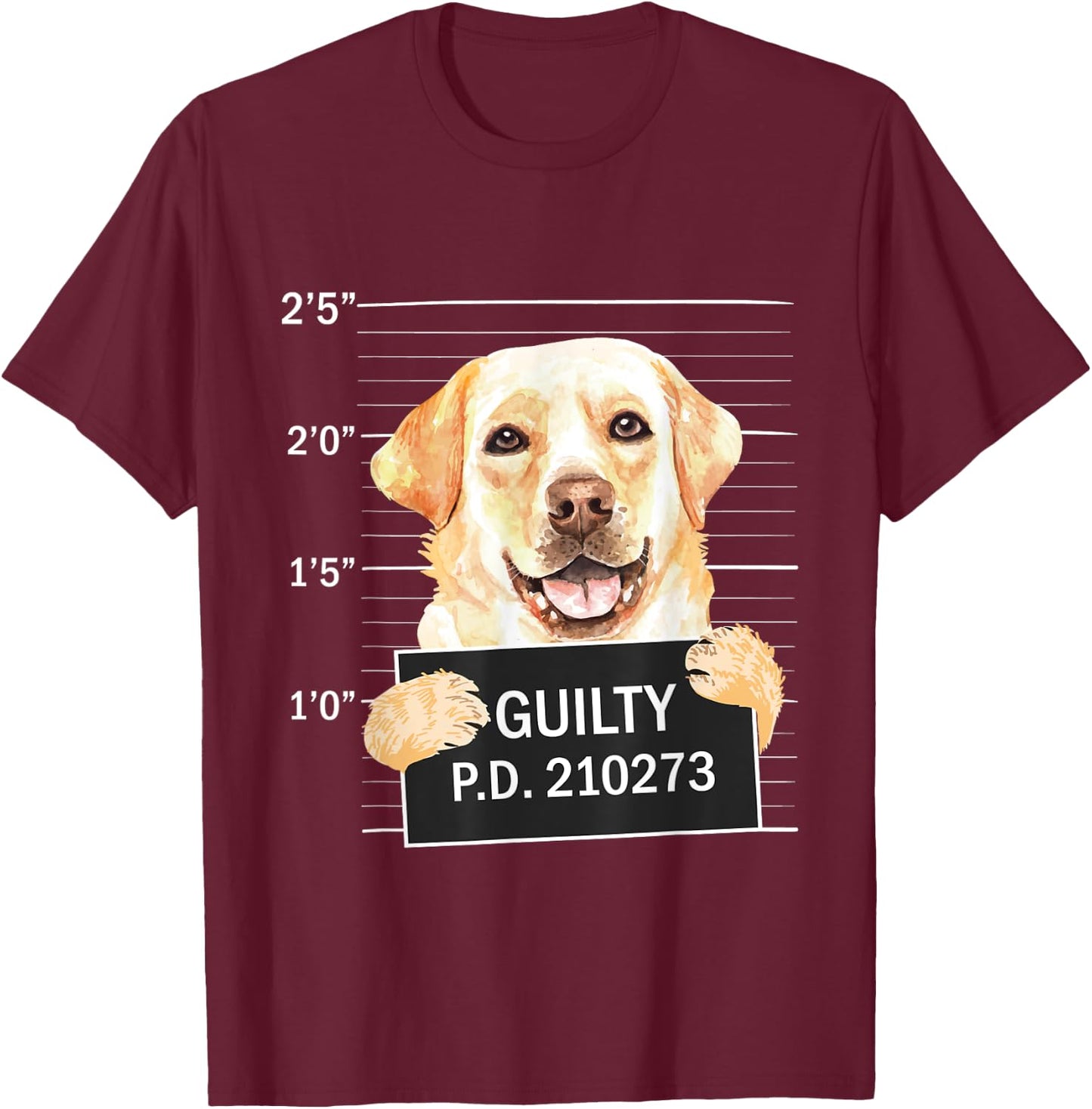 Guilty - Mugshot Black Labrador Retriever Dog Trainer Puppy Women Kids T-Shirt - T-Shirt | Maroon