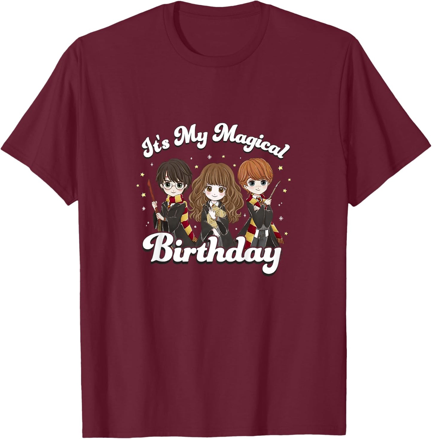 Kids Harry Potter It's My Magical Birthday Main Trio Anime Youth T-Shirt - T-Shirt | Maroon