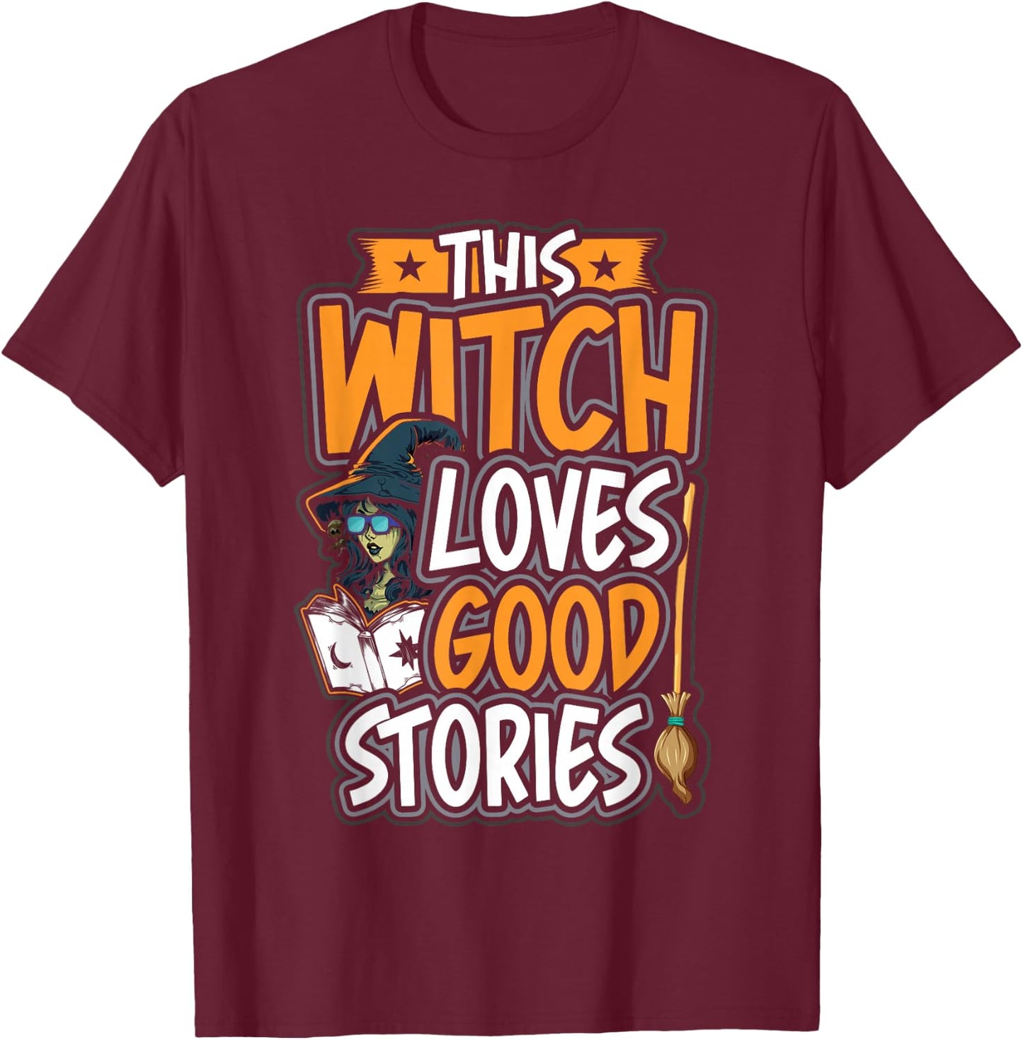 Halloween Library Witch book lover Librarian Reading Teacher T-Shirt - T-Shirt | Maroon