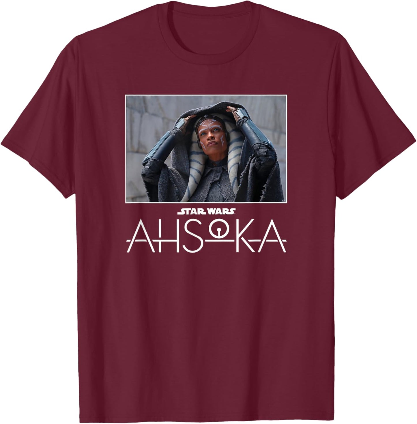 Star Wars Ahsoka Part One Iconic Image Removing Hood & Logo T-Shirt - T-Shirt | Maroon