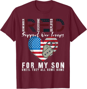 Red Friday Military I Wear Red For My Son Remember Everyone T-Shirt - T-Shirt | Maroon