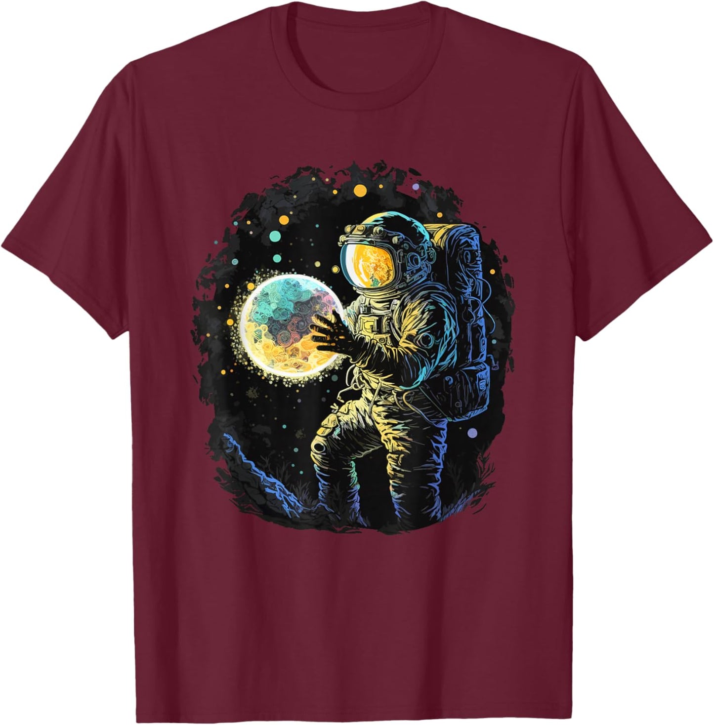 Astronaut Space Novelty Graphic Men Women Kids Funny Space T-Shirt - T-Shirt | Maroon