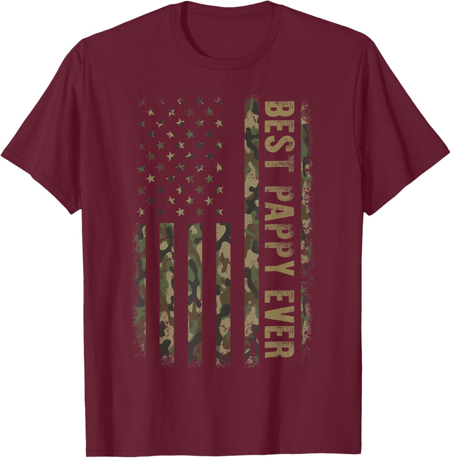 Best Pappy Ever Camouflage American Flag Father's Day Women Men T-Shirt - T-Shirt | Maroon