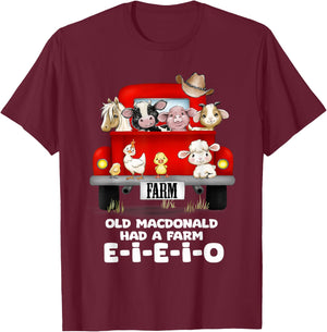 Toddler Kids Old MacDonald Had a Farm E-I-E-I-O Nursery Song T-Shirt - T-Shirt | Maroon