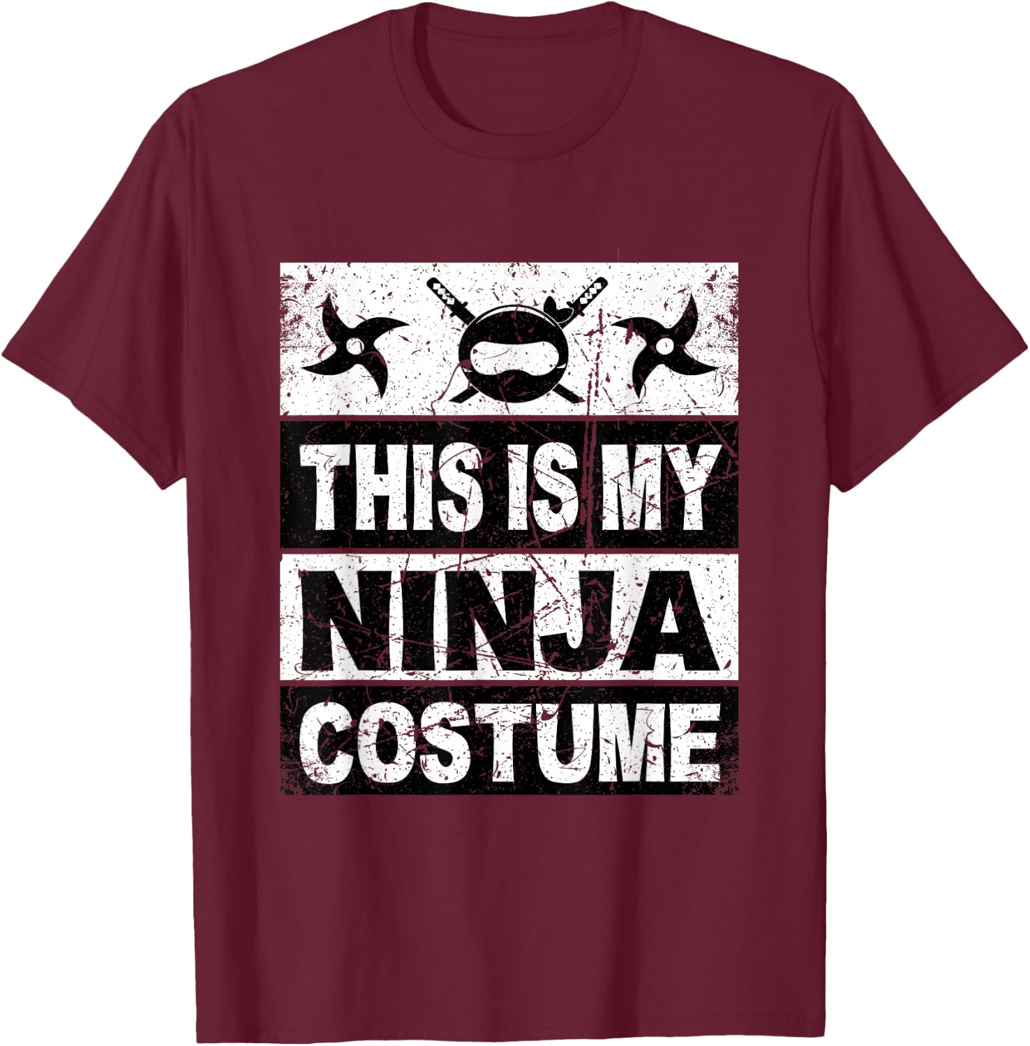Retro Ninja Costume Shirt Halloween For Boy Kids Men T-Shirt - T-Shirt | Maroon