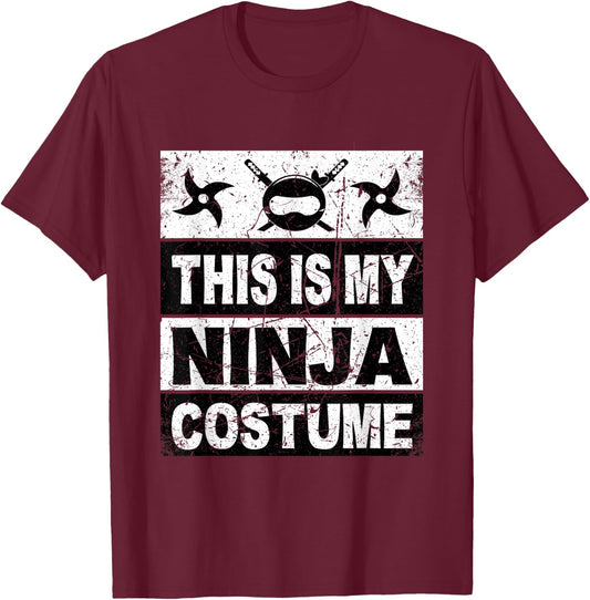 Retro Ninja Costume Shirt Halloween For Boy Kids Men T-Shirt - T-Shirt | Maroon